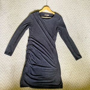 Banana Republic Gray Long-Sleeves Rouched Sweater Dress, Medium